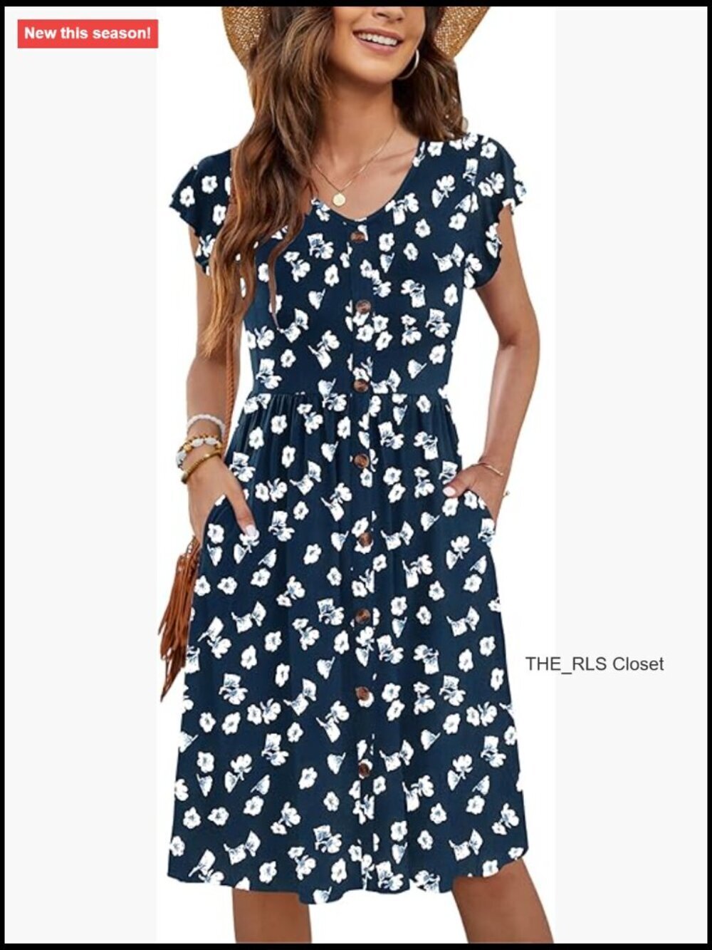 Casual Loose Cap Sleeve Sundress Swing Button Down Dress